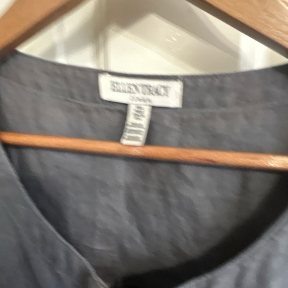 Excellent condition Ellen Tracy Gray Sleeveless linen tunic size L. Gold details - Picture 4 of 10